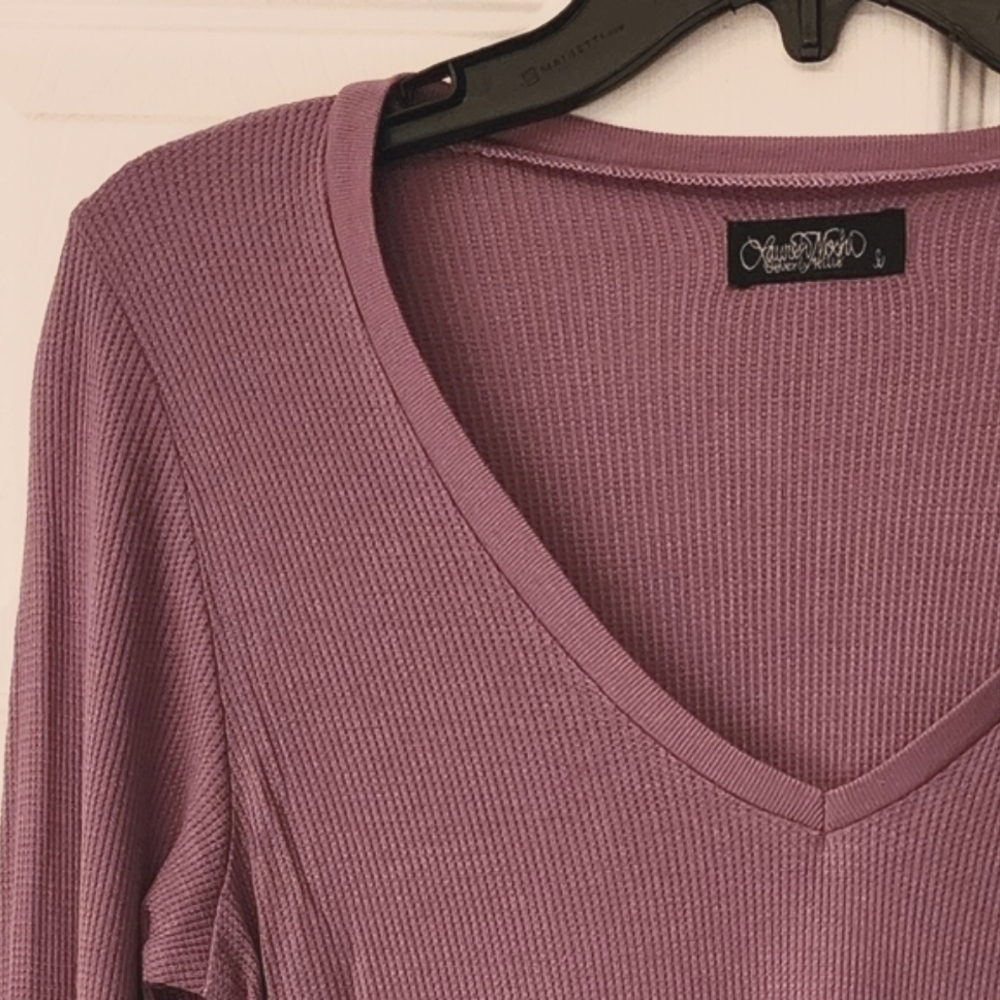 LAUREN Moshi Long Sleeve waffle knit  thermal in Mauve Purple Sizd SM and LG - Picture 5 of 10